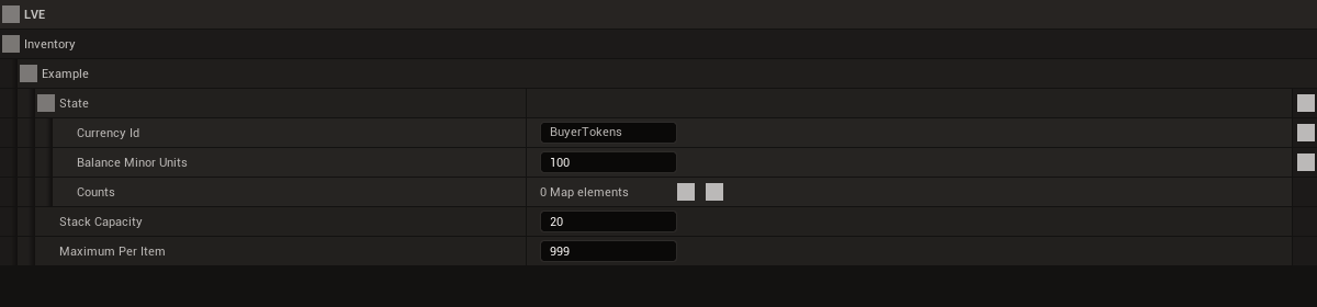 Actual BP_LVE_BuyerInventory ClassDefaults graph or settings