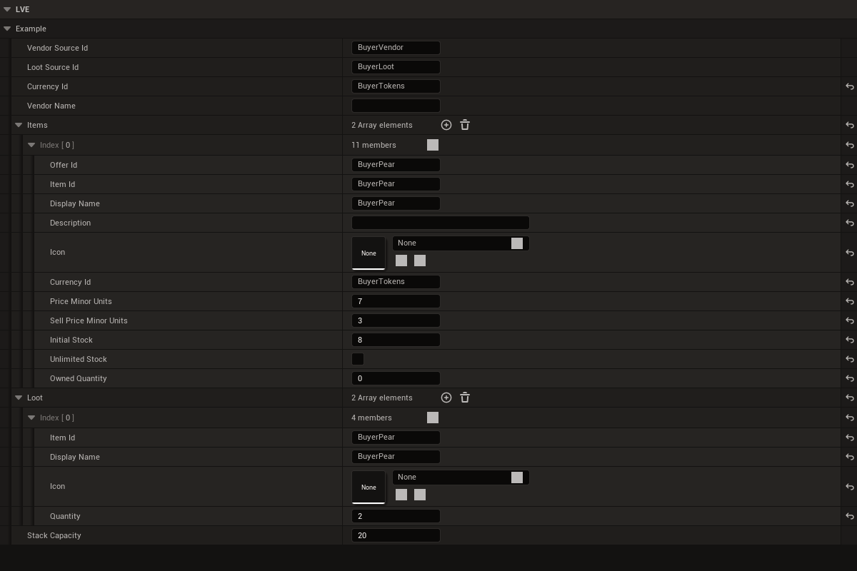 Actual BP_LVE_BuyerCommerce ClassDefaults graph or settings